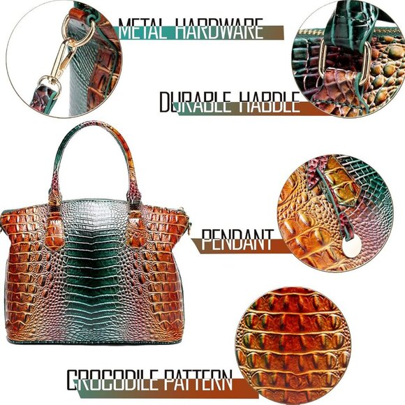 Women Purse Satchel Bag Long Crossbody Classy Tote Bag Top Handle Vegan Leather - Picture 6 of 8